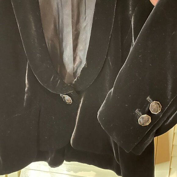 ANN TAYLOR LOFT Black Velvet One Button Blazer 3/4 Sleeves NWOT - Picture 4 of 5